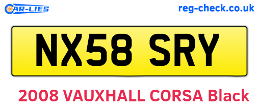 NX58SRY are the vehicle registration plates.