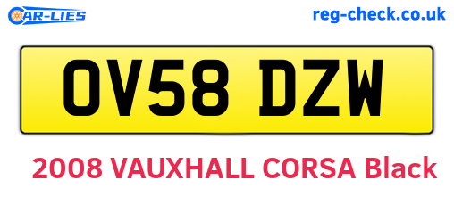 OV58DZW are the vehicle registration plates.