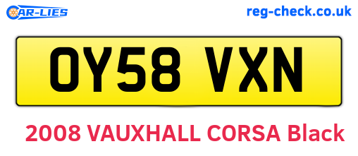 OY58VXN are the vehicle registration plates.