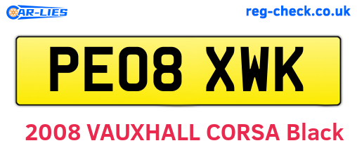 PE08XWK are the vehicle registration plates.