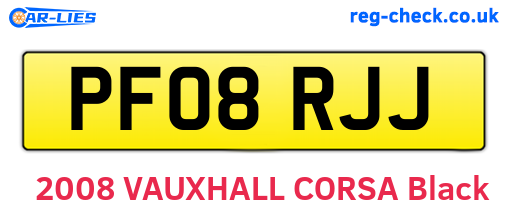 PF08RJJ are the vehicle registration plates.