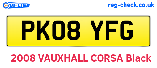 PK08YFG are the vehicle registration plates.