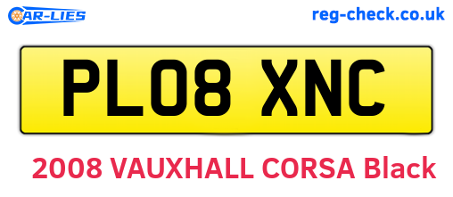 PL08XNC are the vehicle registration plates.