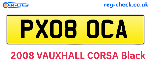 PX08OCA are the vehicle registration plates.
