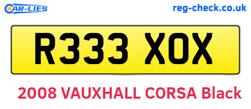 R333XOX are the vehicle registration plates.