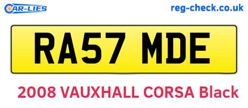 RA57MDE are the vehicle registration plates.