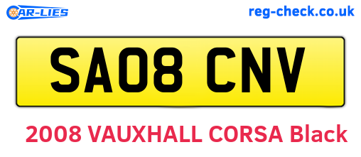 SA08CNV are the vehicle registration plates.