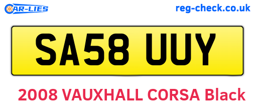 SA58UUY are the vehicle registration plates.