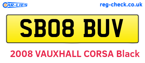 SB08BUV are the vehicle registration plates.