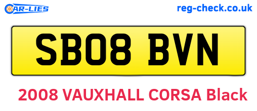 SB08BVN are the vehicle registration plates.