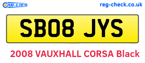 SB08JYS are the vehicle registration plates.