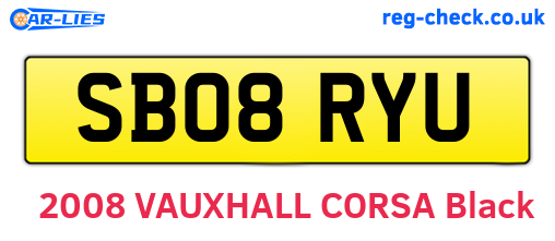 SB08RYU are the vehicle registration plates.