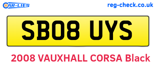 SB08UYS are the vehicle registration plates.