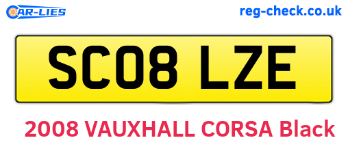 SC08LZE are the vehicle registration plates.