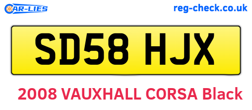 SD58HJX are the vehicle registration plates.