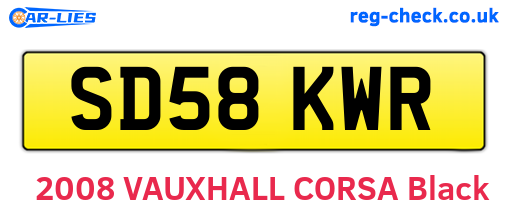 SD58KWR are the vehicle registration plates.
