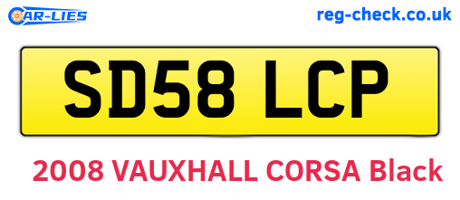 SD58LCP are the vehicle registration plates.