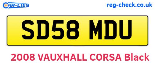 SD58MDU are the vehicle registration plates.