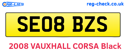 SE08BZS are the vehicle registration plates.