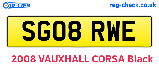 SG08RWE are the vehicle registration plates.