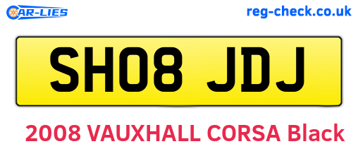 SH08JDJ are the vehicle registration plates.