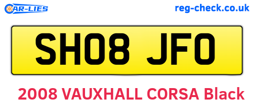 SH08JFO are the vehicle registration plates.