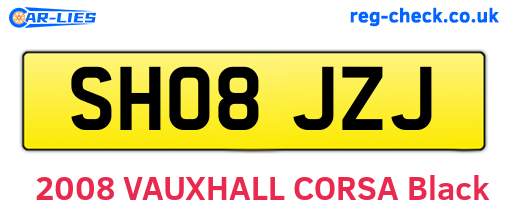 SH08JZJ are the vehicle registration plates.