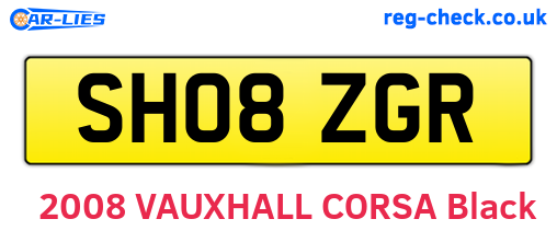 SH08ZGR are the vehicle registration plates.