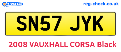 SN57JYK are the vehicle registration plates.