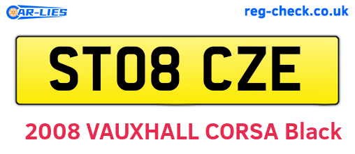 ST08CZE are the vehicle registration plates.