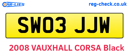 SW03JJW are the vehicle registration plates.