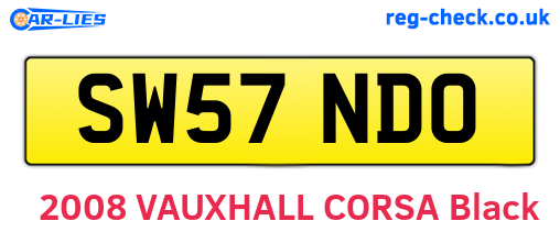 SW57NDO are the vehicle registration plates.