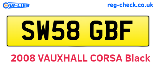SW58GBF are the vehicle registration plates.