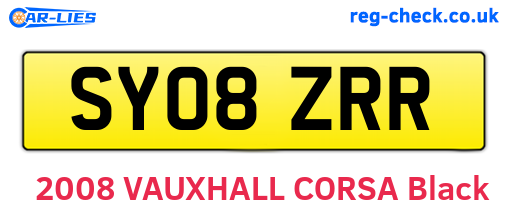 SY08ZRR are the vehicle registration plates.