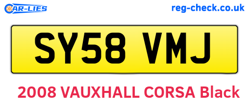SY58VMJ are the vehicle registration plates.