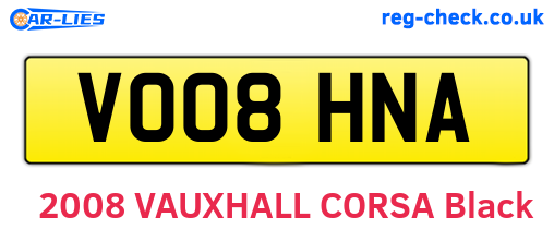 VO08HNA are the vehicle registration plates.