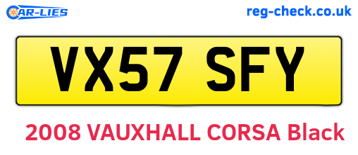 VX57SFY are the vehicle registration plates.