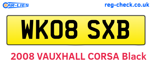 WK08SXB are the vehicle registration plates.