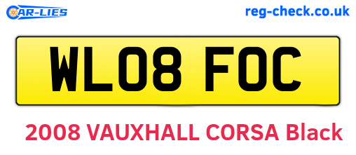 WL08FOC are the vehicle registration plates.