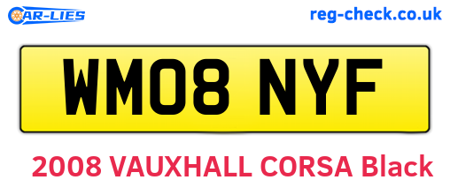 WM08NYF are the vehicle registration plates.
