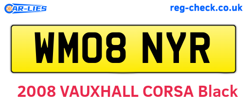 WM08NYR are the vehicle registration plates.