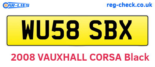WU58SBX are the vehicle registration plates.