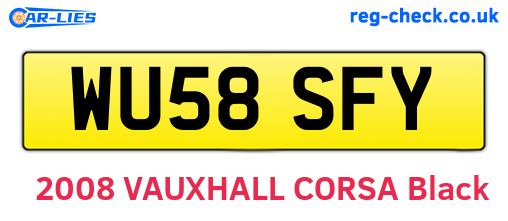 WU58SFY are the vehicle registration plates.