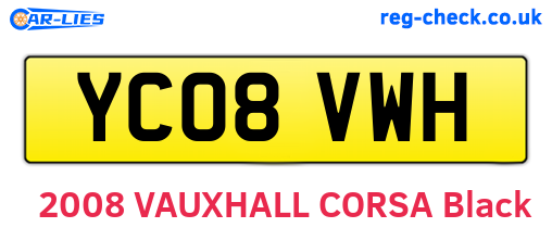 YC08VWH are the vehicle registration plates.