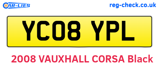 YC08YPL are the vehicle registration plates.