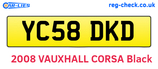 YC58DKD are the vehicle registration plates.