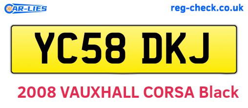 YC58DKJ are the vehicle registration plates.