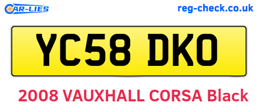 YC58DKO are the vehicle registration plates.