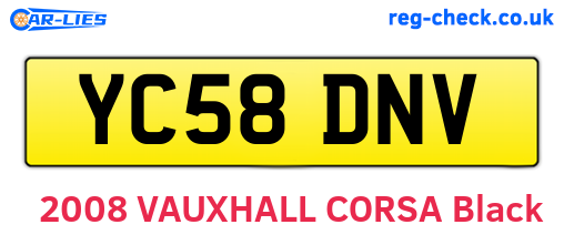 YC58DNV are the vehicle registration plates.