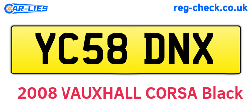 YC58DNX are the vehicle registration plates.
